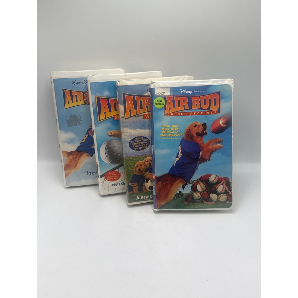 Disney Air Bud VHS Lot of 4 Golden Receiver World Pup Spikes Back Movie Bundle